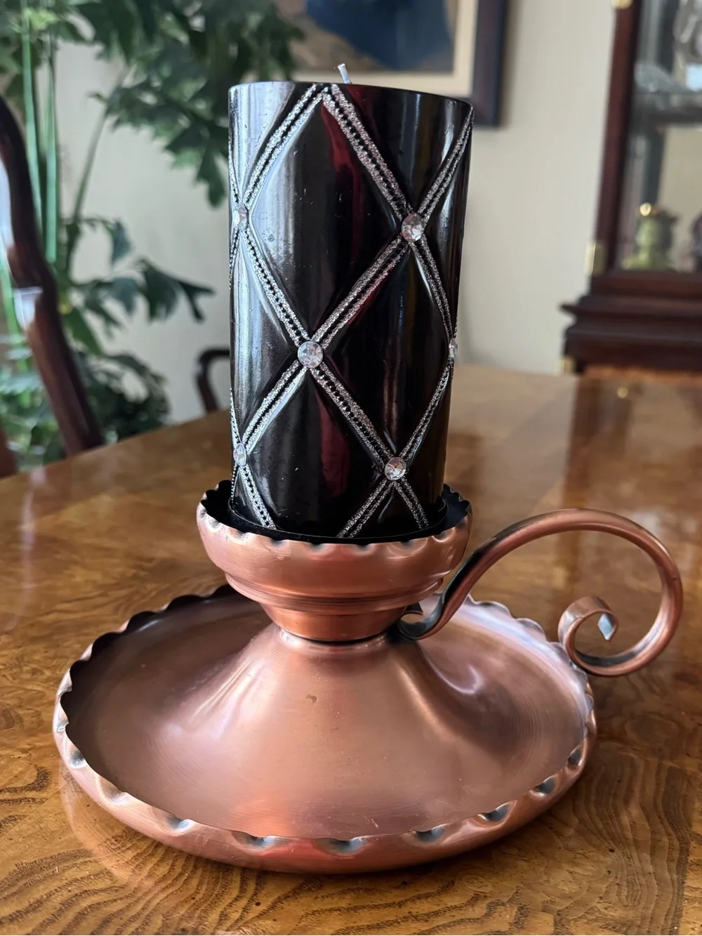 Copper Gregorian Chamberstick or Fingerloop Candle Stick Holder - Vintage